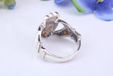 Large Claddagh ring, made from solid cast silver, British hallmarked
