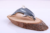 Small Dolphin Miniature Figurine, 42 mm Long, Made from Cast 925 Grade Sterling Silver with British Hallmark