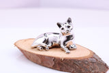 Lying Cat Miniature Figurine, Made from Cast 925 Grade Sterling Silver with British Hallmark