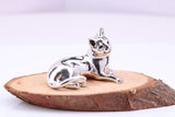 Lying Cat Miniature Figurine, Made from Cast 925 Grade Sterling Silver with British Hallmark