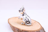 Sitting Kitten Miniature Figurine, Made from Cast 925 Grade Sterling Silver with British Hallmark