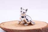 Sitting Kitten Miniature Figurine, Made from Cast 925 Grade Sterling Silver with British Hallmark