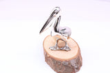 Large Pelican Miniature Figurine, 39 mm Tall, Made from Cast 925 Grade Sterling Silver with British Hallmark