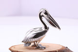 Large Pelican Miniature Figurine, 39 mm Tall, Made from Cast 925 Grade Sterling Silver with British Hallmark
