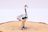 Large Ostrich Miniature Figurine, 60 mm Tall, Made from Cast 925 Grade Sterling Silver with British Hallmark