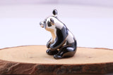 Panda Miniature Figurine, 28 mm Tall, Made from Cast 925 Grade Sterling Silver with British Hallmark