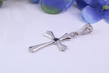 Real Blue Sapphire set Cross Necklace, Made From Solid Cast Silver, Complete With Chain