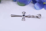 Real Blue Sapphire set Cross Necklace, Made From Solid Cast Silver, Complete With Chain