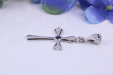 Real Blue Sapphire set Cross Necklace, Made From Solid Cast Silver, Complete With Chain