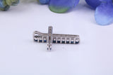 Small Real Blue Sapphires set Cross Necklace, Made From Solid Cast Silver, Complete With Chain