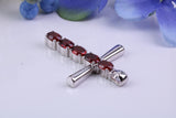33 mm Long Real Garnets set Sterling Silver Cross, Made From Solid Cast Silver, Hallmarked and with Chain