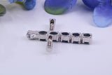 2.50ct Real Blue Sapphires set Silver Cross, Made From Solid Cast Silver, Hallmarked, Compete with Chain