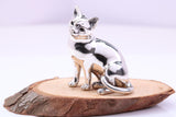 Sitting Cat Miniature Figurine, Made from Cast 925 Grade Sterling Silver with British Hallmark