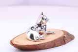 Lying Cat Miniature Figurine, Made from Cast 925 Grade Sterling Silver with British Hallmark