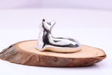 Lying Cat Miniature Figurine, Made from Cast 925 Grade Sterling Silver with British Hallmark
