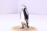 Large Penguin Miniature Figurine, 42 mm Tall, Made from Cast 925 Grade Sterling Silver with British Hallmark
