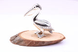 Large Pelican Miniature Figurine, 39 mm Tall, Made from Cast 925 Grade Sterling Silver with British Hallmark