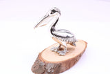 Large Pelican Miniature Figurine, 39 mm Tall, Made from Cast 925 Grade Sterling Silver with British Hallmark