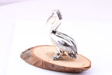 Large Pelican Miniature Figurine, 39 mm Tall, Made from Cast 925 Grade Sterling Silver with British Hallmark