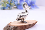 Pelican Miniature Figurine, 34 mm Tall, Made from Cast 925 Grade Sterling Silver with British Hallmark