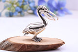 Pelican Miniature Figurine, 34 mm Tall, Made from Cast 925 Grade Sterling Silver with British Hallmark