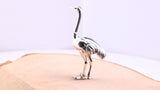 Large Ostrich Miniature Figurine, 60 mm Tall, Made from Cast 925 Grade Sterling Silver with British Hallmark