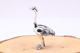 Ostrich Miniature Figurine, 60 mm Tall, Made from Cast 925 Grade Sterling Silver with British Hallmark