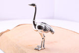 Large Ostrich Miniature Figurine, 60 mm Tall, Made from Cast 925 Grade Sterling Silver with British Hallmark