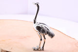 Ostrich Miniature Figurine, 60 mm Tall, Made from Cast 925 Grade Sterling Silver with British Hallmark