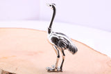 Large Ostrich Miniature Figurine, 60 mm Tall, Made from Cast 925 Grade Sterling Silver with British Hallmark