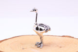 Large Ostrich Miniature Figurine, 60 mm Tall, Made from Cast 925 Grade Sterling Silver with British Hallmark