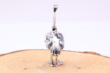 Ostrich Miniature Figurine, 60 mm Tall, Made from Cast 925 Grade Sterling Silver with British Hallmark