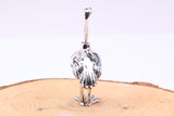 Large Ostrich Miniature Figurine, 60 mm Tall, Made from Cast 925 Grade Sterling Silver with British Hallmark