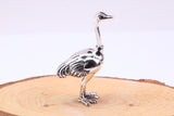 Large Ostrich Miniature Figurine, 60 mm Tall, Made from Cast 925 Grade Sterling Silver with British Hallmark