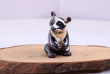 Panda Miniature Figurine, 28 mm Tall, Made from Cast 925 Grade Sterling Silver with British Hallmark