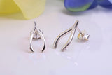 Wishbone Stud Earrings Made from 925 Grade Sterling Silver