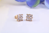 6 mm Square Cubic Zirconia set Stud Earrings, Made from Solid 9ct Yellow Gold