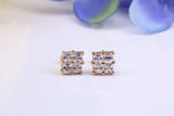 6 mm Square Cubic Zirconia set Stud Earrings, Made from Solid 9ct Yellow Gold