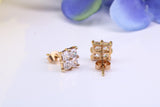 6 mm Square Cubic Zirconia set Stud Earrings, Made from Solid 9ct Yellow Gold
