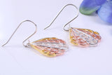Three Tone Finish Necklace and Earrings, Made from Solid 925 Grade Sterling Silver