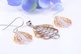 Three Tone Finish Necklace and Earrings, Made from Solid 925 Grade Sterling Silver