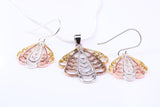 Three Tone Finish Necklace and Earrings, Made from Solid 925 Grade Sterling Silver