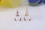 Wishbone Stud Earrings Made from 925 Grade Sterling Silver