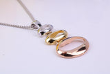 Three Tone Necklace and Earrings set, Made from solid Sterling Silver, 18ct Yellow, Rose and White Gold Plated