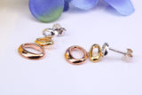 Three Tone Necklace and Earrings set, Made from solid Sterling Silver, 18ct Yellow, Rose and White Gold Plated