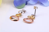 Three Tone Necklace and Earrings set, Made from solid Sterling Silver, 18ct Yellow, Rose and White Gold Plated
