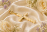Chunky Diamond set Gold Cross, Made From Solid Cast Yellow Gold, British Hallmarked