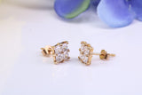 6 mm Square Cubic Zirconia set Stud Earrings, Made from Solid 9ct Yellow Gold