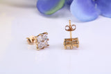 6 mm Square Cubic Zirconia set Stud Earrings, Made from Solid 9ct Yellow Gold