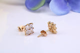 6 mm Square Cubic Zirconia set Stud Earrings, Made from Solid 9ct Yellow Gold
